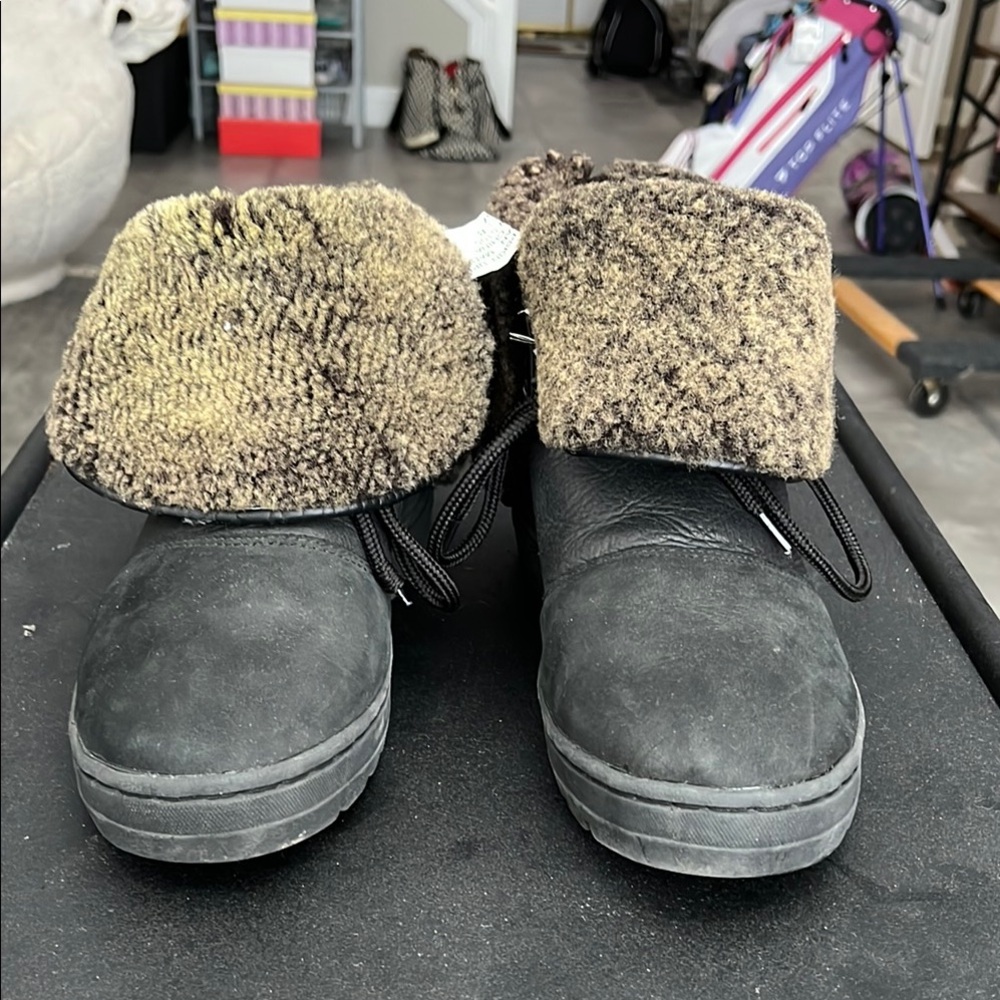 Black and Brown Fur-Lined Boots